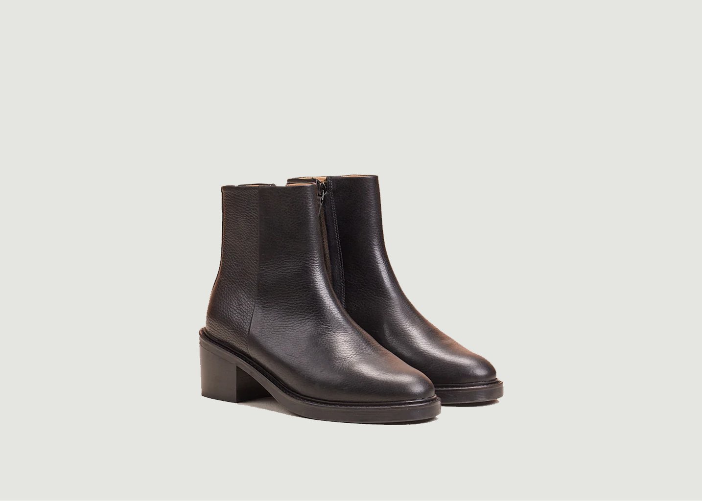 l'exception Bottines en cuir grainé Véronique Noir Odaje ex M.Moustache