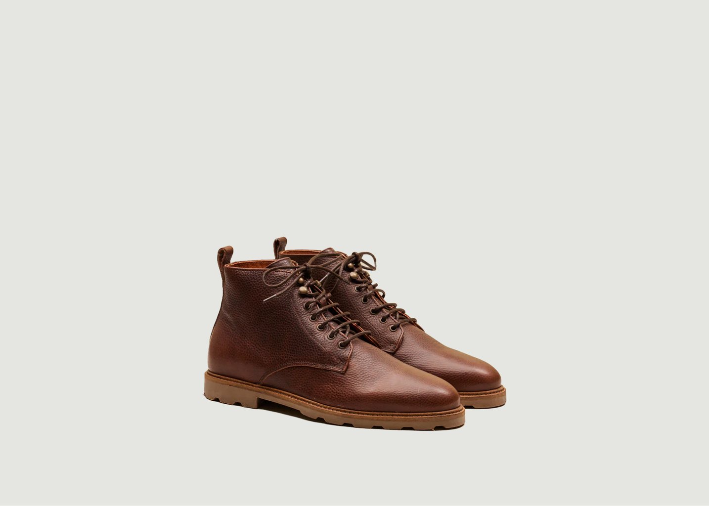 L'exception Bottines En Cuir Pull Up Grainé à Lacets Eugène Marron Odaje Ex M.Moustache