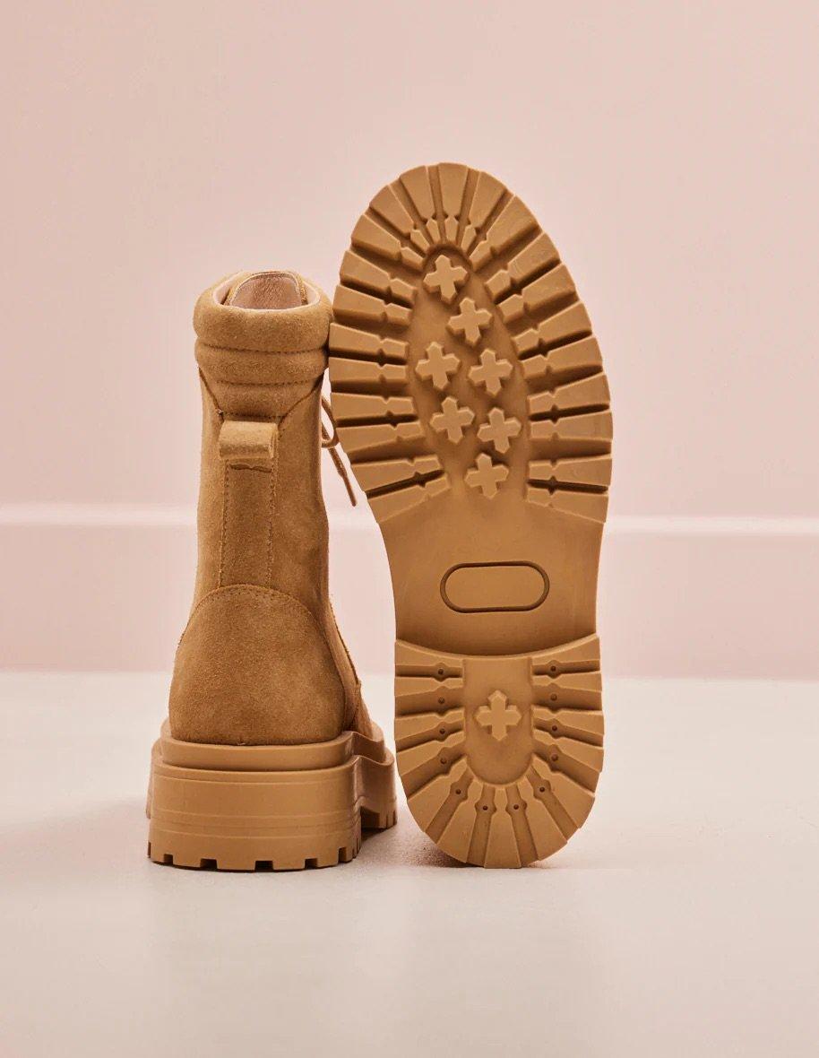 L'exception Bottines En Cuir Suédé à Lacets Tamara Sable Odaje Ex M.Moustache