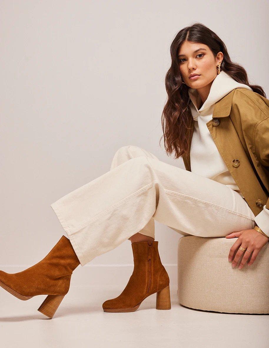 L'exception Bottines En Cuir Suédé Serena Caramel Odaje Ex M.Moustache