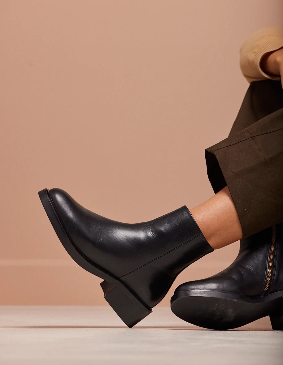L'exception Bottines En Cuir Virginie Noir Odaje Ex M.Moustache