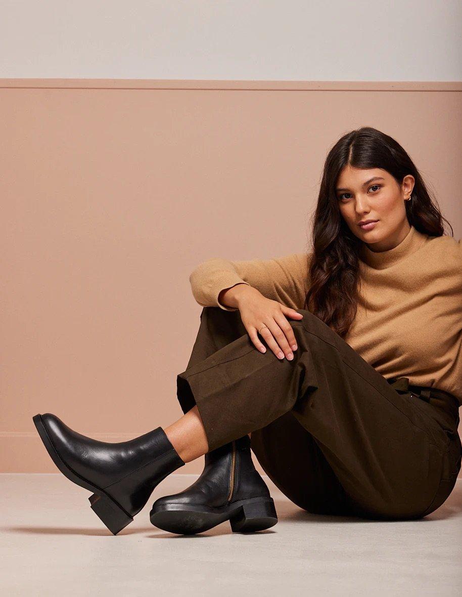 L'exception Bottines En Cuir Virginie Noir Odaje Ex M.Moustache