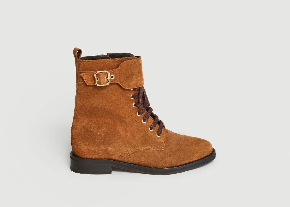 L'exception Bottines En Veau Velours Otta Tabac Anaki