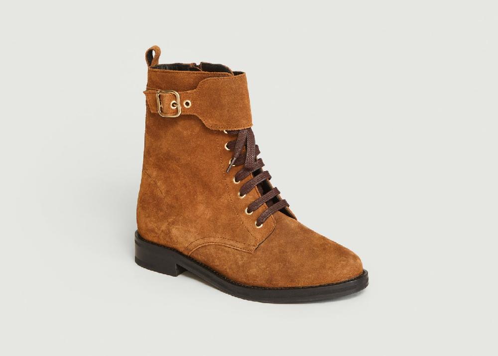 l'exception Bottines en veau velours Otta Tabac Anaki