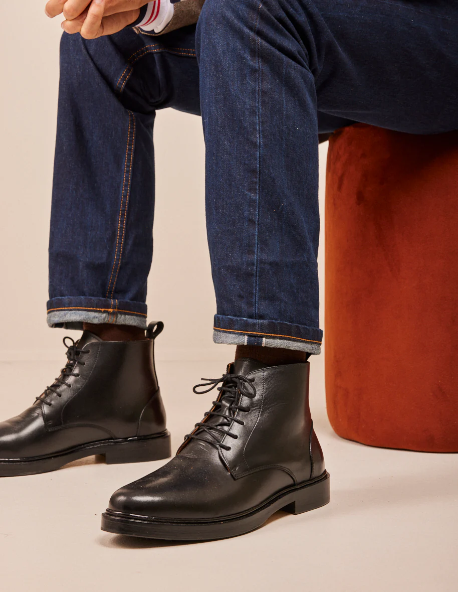 L'exception Bottines Guillaume Cuir Noir Odaje Ex M.Moustache