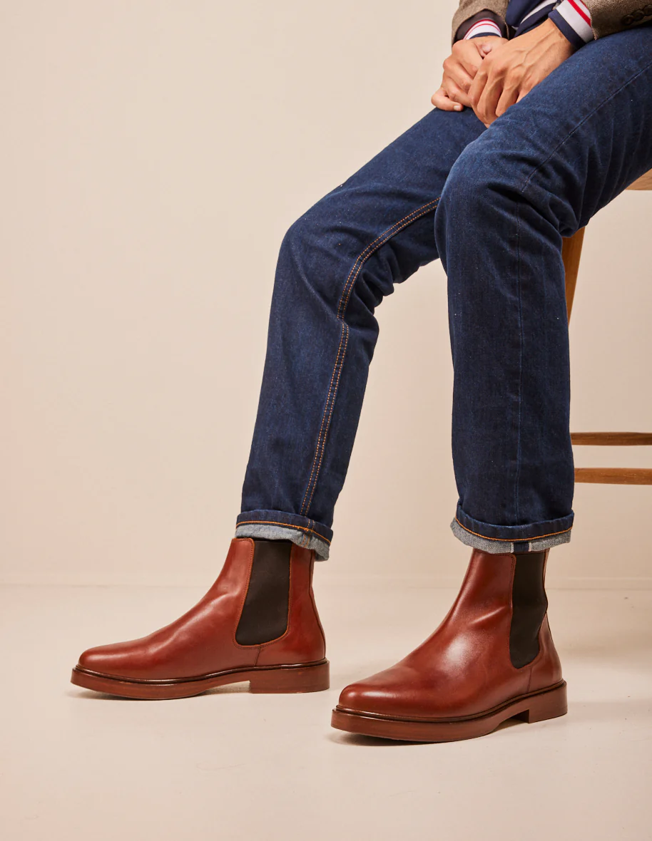 L'exception Bottines Nicolas Cuir Cognac Odaje Ex M.Moustache