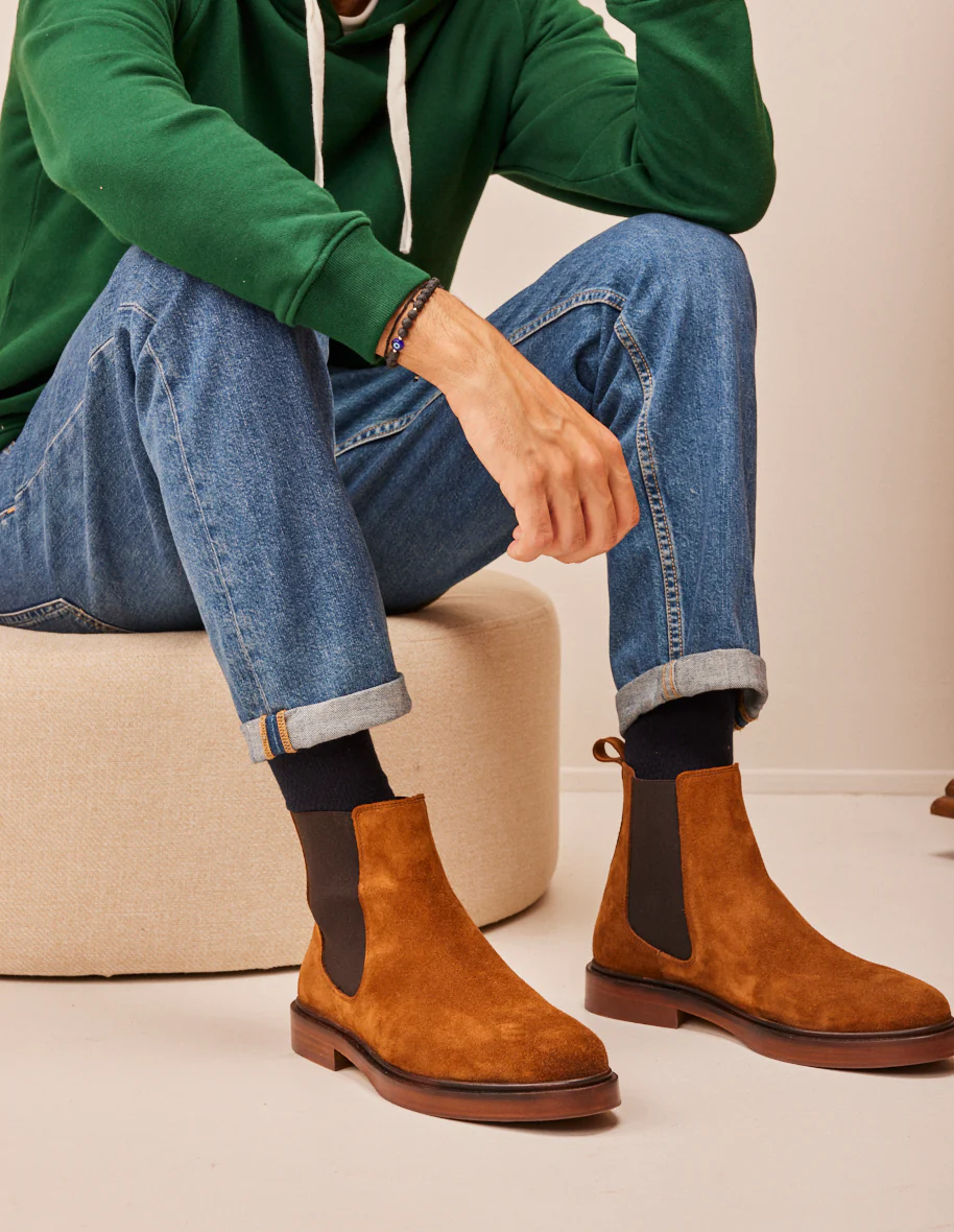 L'exception Bottines Nicolas Suède Cognac Odaje Ex M.Moustache