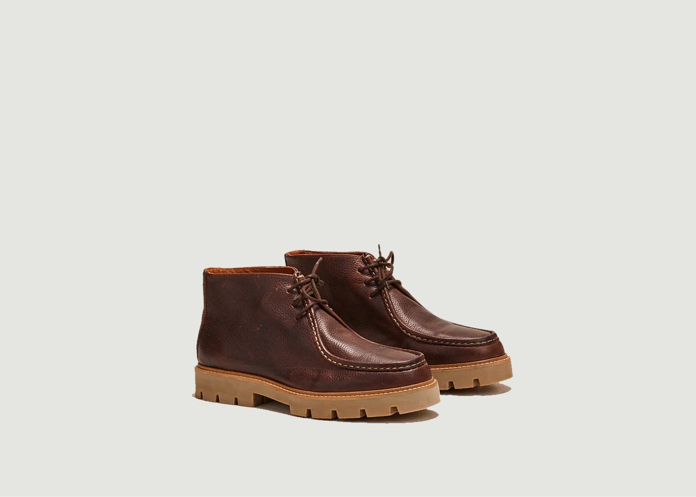 L'exception Bottines Plateau En Cuir Pull Up Grainé Grégoire Marron Odaje Ex M.Moustache