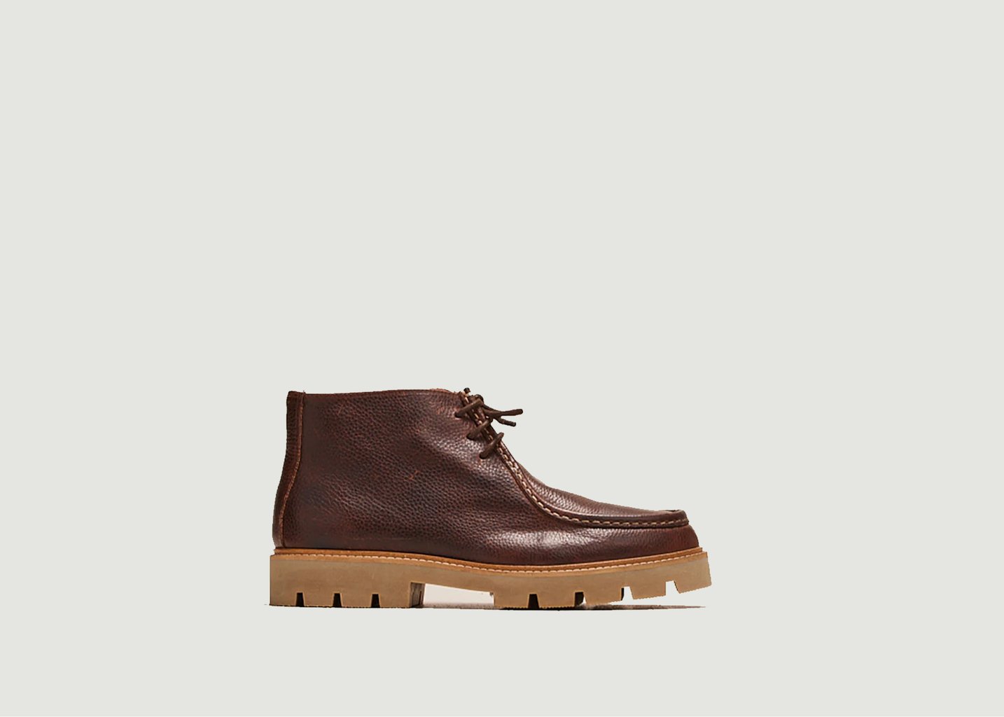l'exception Bottines plateau en cuir pull up grainé Grégoire Marron Odaje ex M.Moustache