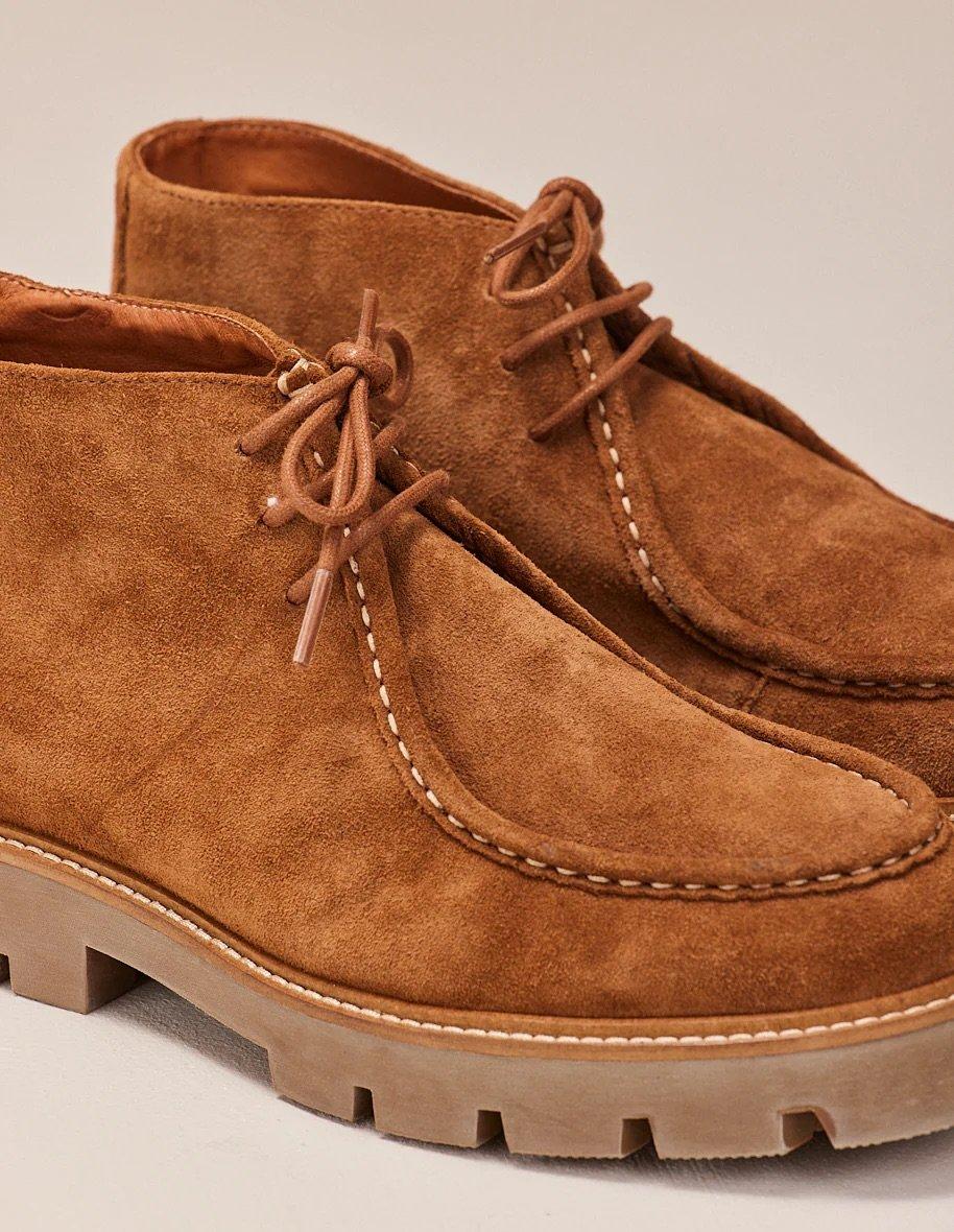 L'exception Bottines Plateau En Cuir Suédé Grégoire Cognac Odaje Ex M.Moustache