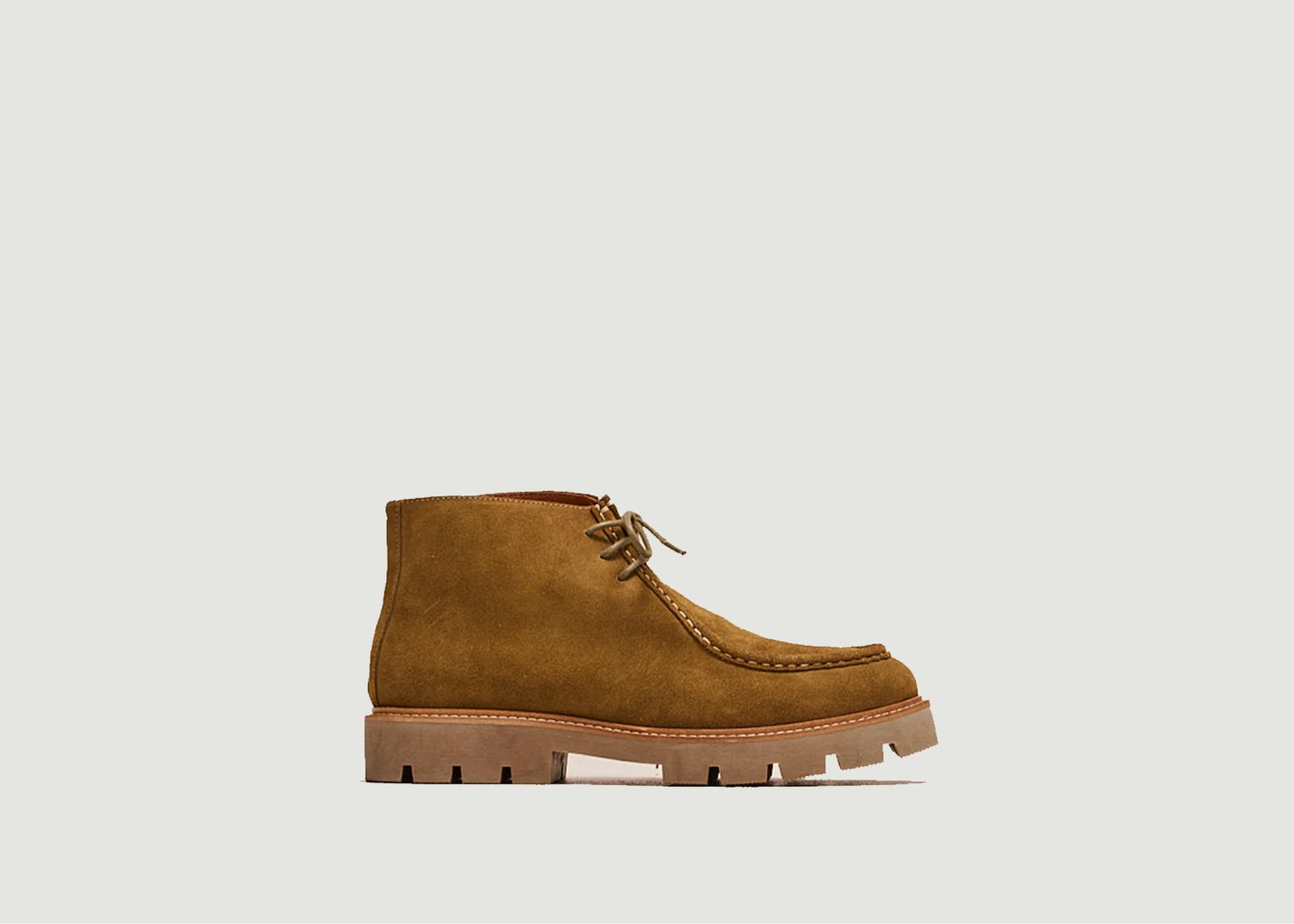 L'exception Bottines Plateau En Cuir Suédé Grégoire Khaki Odaje Ex M.Moustache