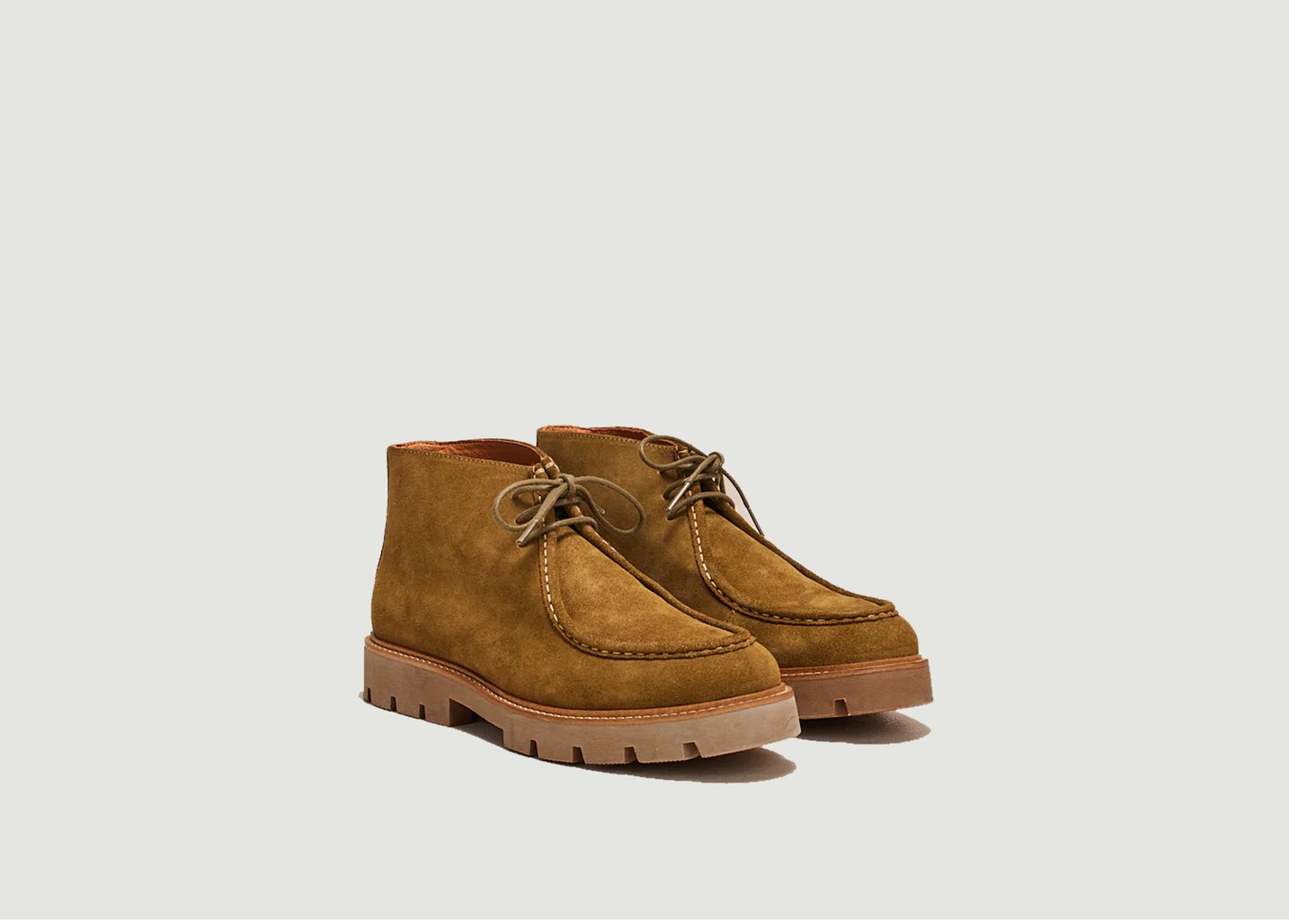 l'exception Bottines plateau en cuir suédé Grégoire Khaki Odaje ex M.Moustache