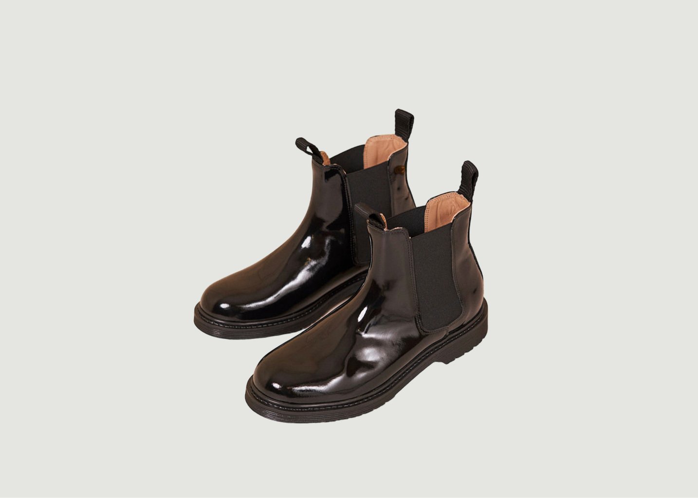 l'exception Bottines plates Marielle cuir verni Noir Odaje ex M.Moustache