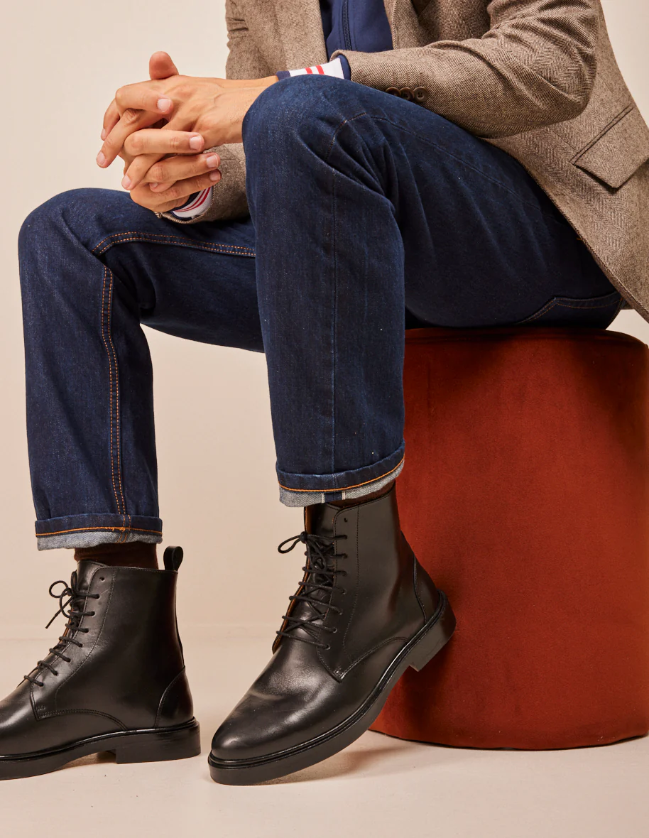 L'exception Bottines Timothée Cuir Noir Odaje Ex M.Moustache