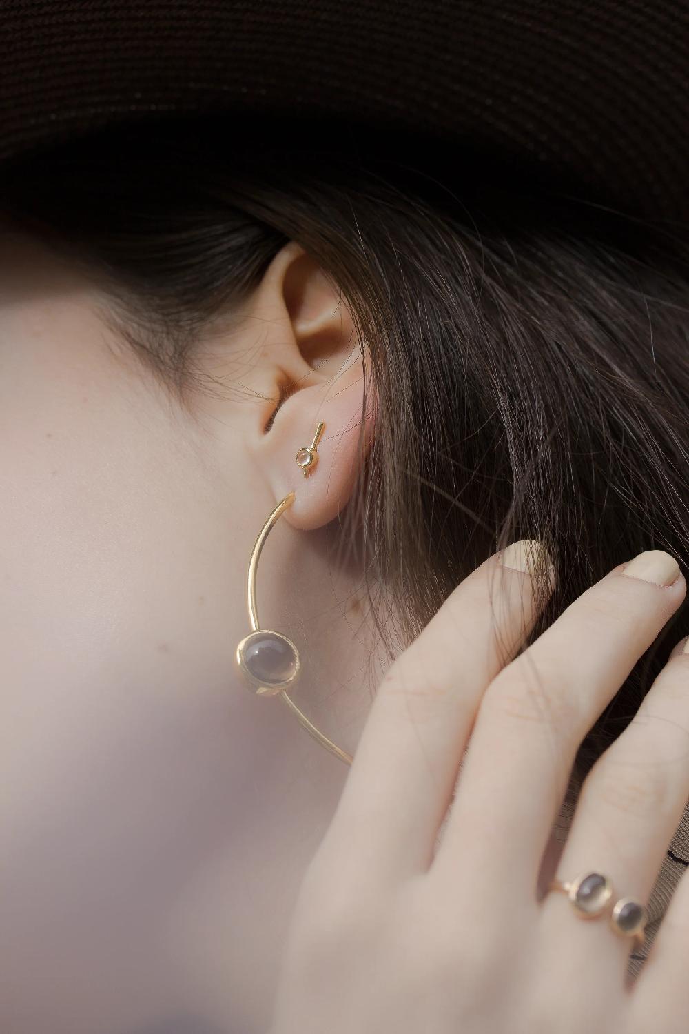 L'exception Boucle D'oreilles Barre Sucre Or Gamme Blanche