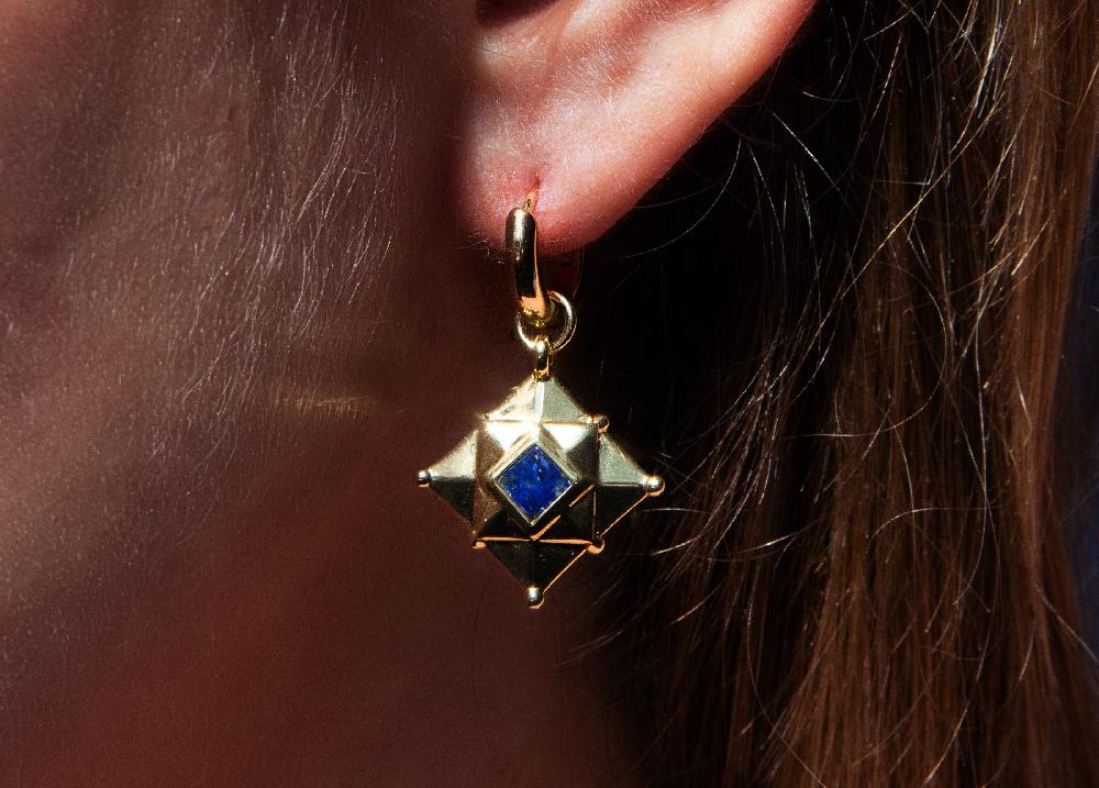 L'exception Boucles D'oreille Lapis Lazuli Laiton Aerea Studio