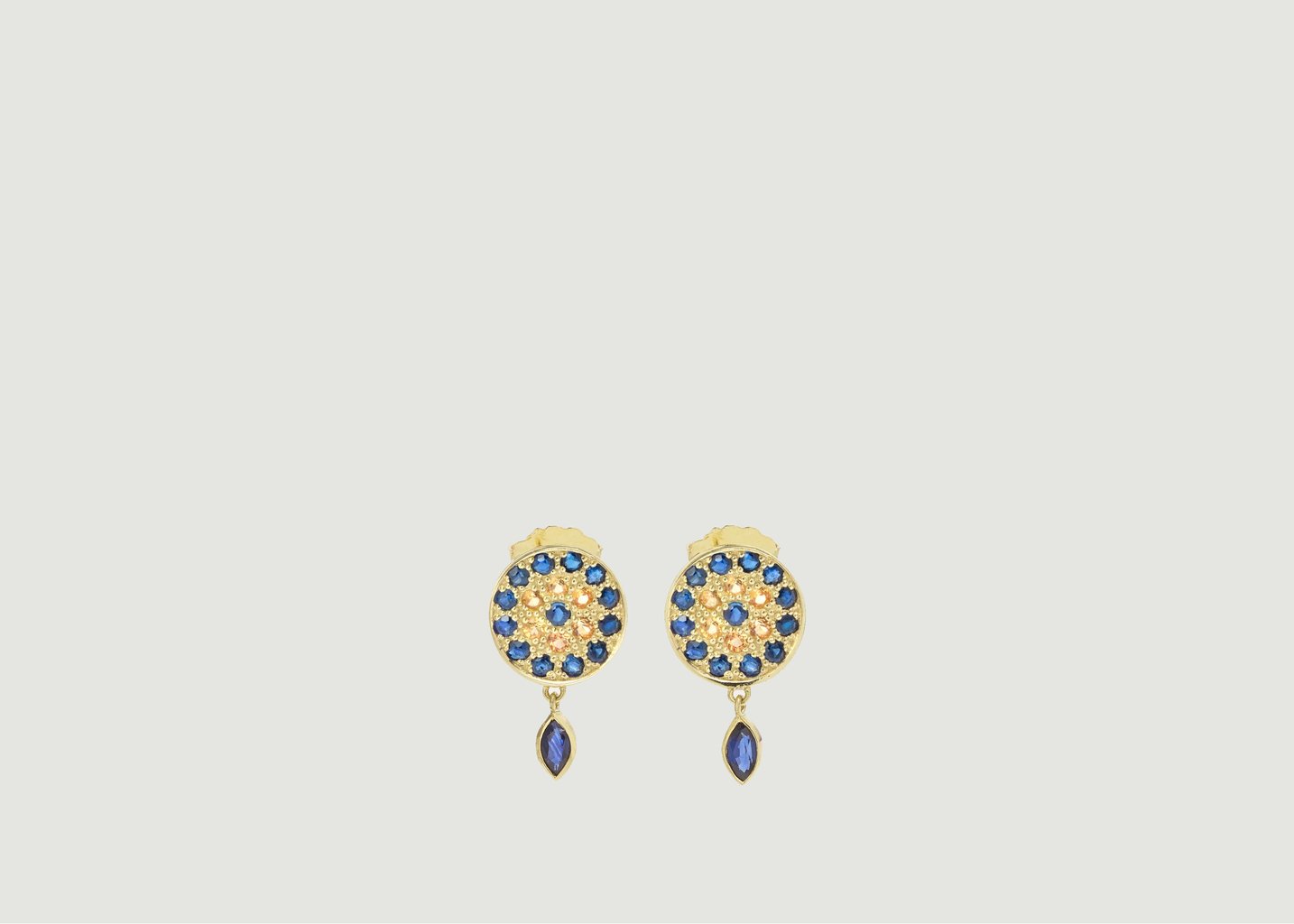 l'exception Boucles d’oreilles Babystone 1 Bleues Or Sophie d'Agon