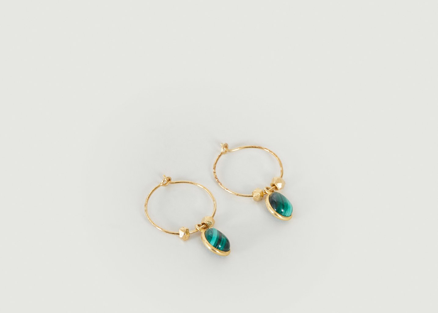 L'exception Boucles D'oreilles Créoles Avec Malachite Mini Bindi Vert Foncé Wildstone Paris