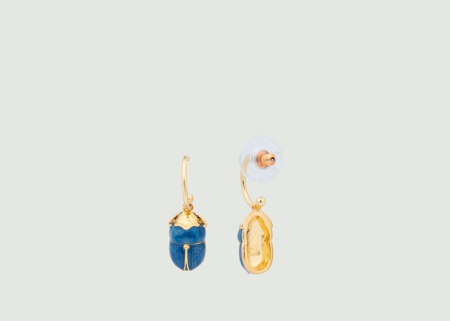 L'exception Boucles D'oreilles Créoles Avec Scarabée Les Amulettes Bleu Les Néréides