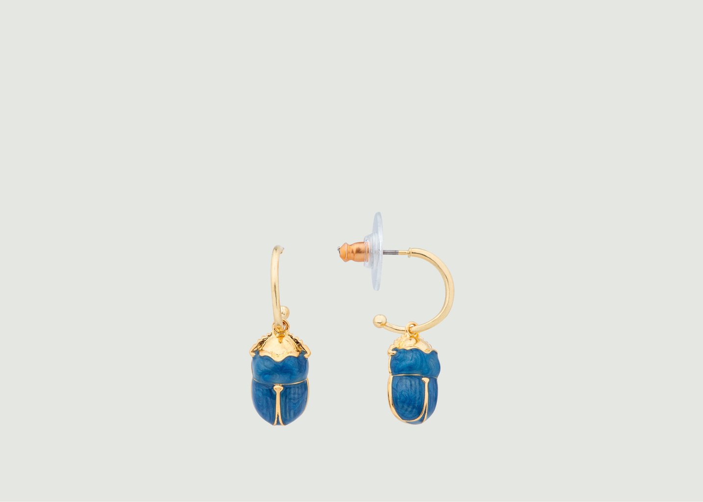 l'exception Boucles d'oreilles créoles avec scarabée Les Amulettes Bleu Les Néréides