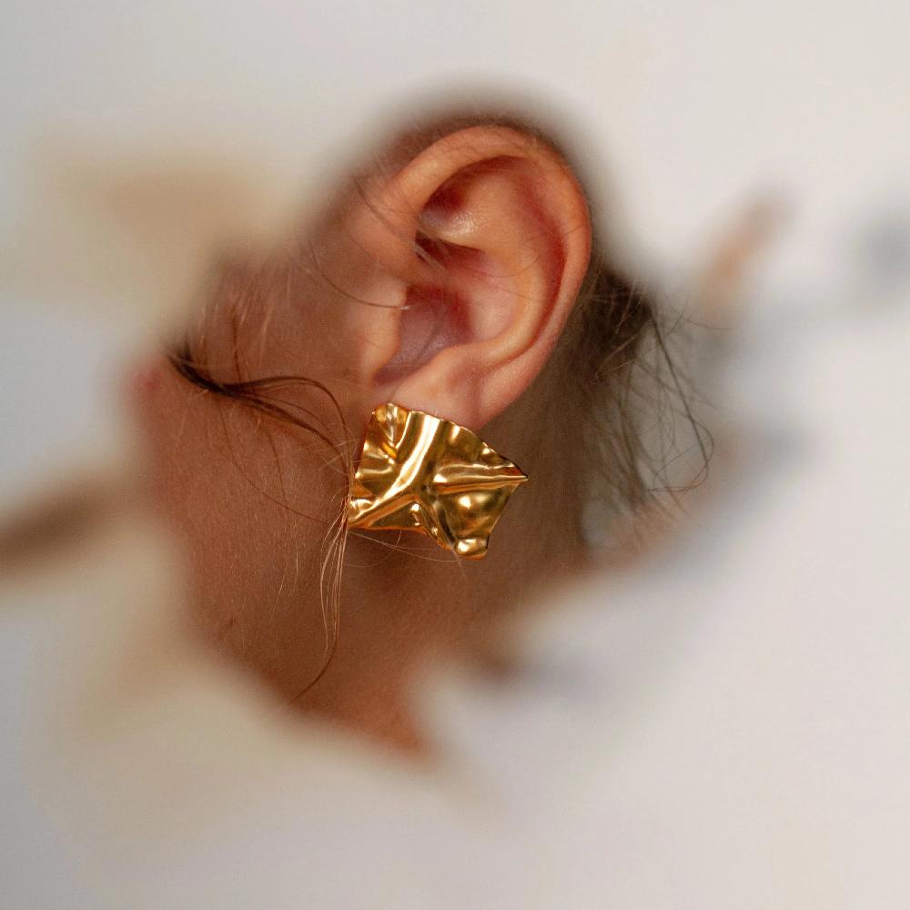L'exception Boucles D'oreilles Les Froissées Or Gamme Blanche