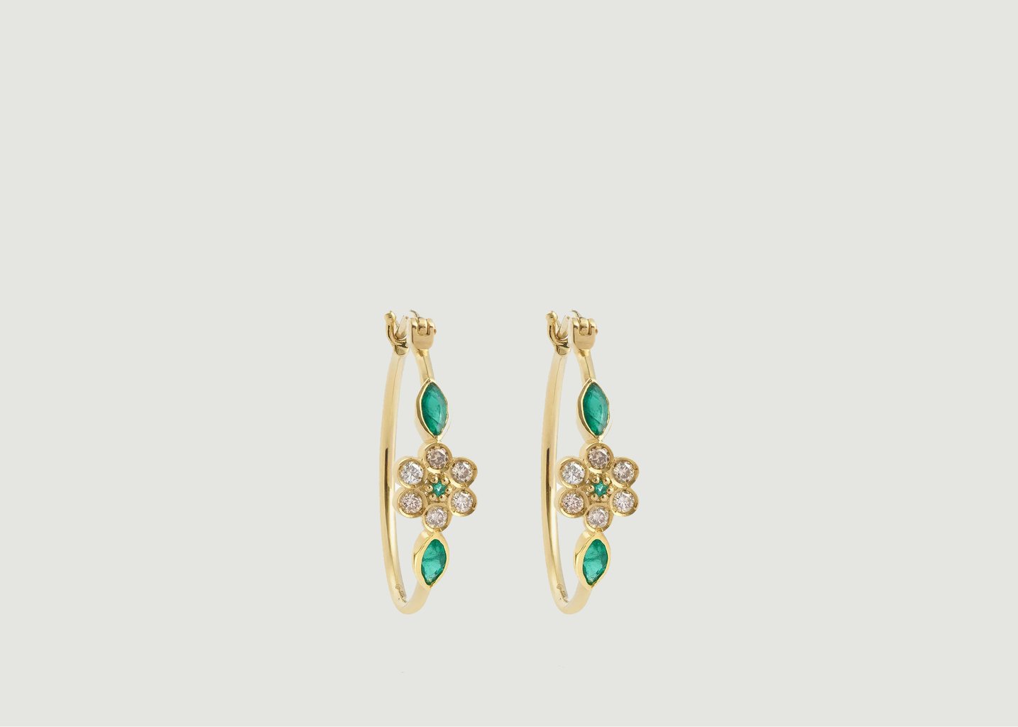 l'exception Boucles d'Oreilles Miniflower 3 Brume Or Sophie d'Agon