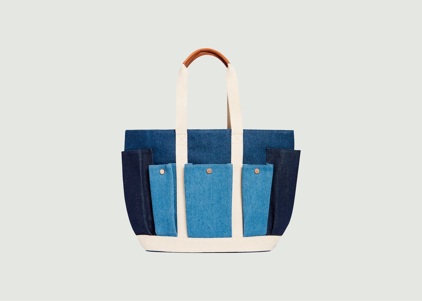 l'exception Cabas en toile de coton multipoches Denim Vanessa Bruno