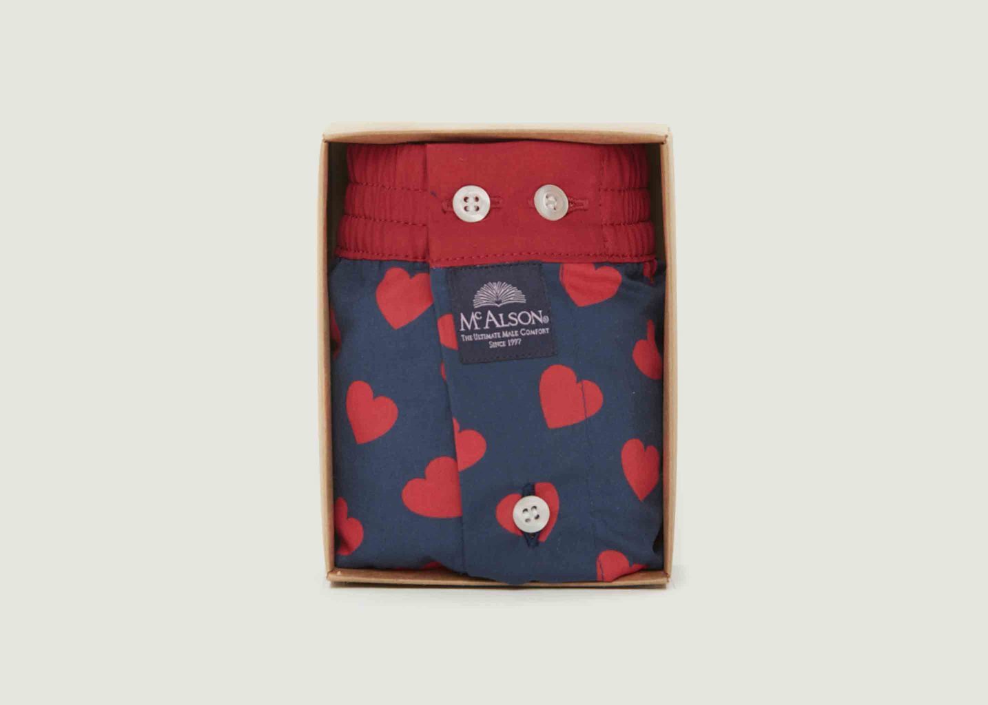 l'exception Caleçon Coeur Rouge Bleu Marine Mc Alson