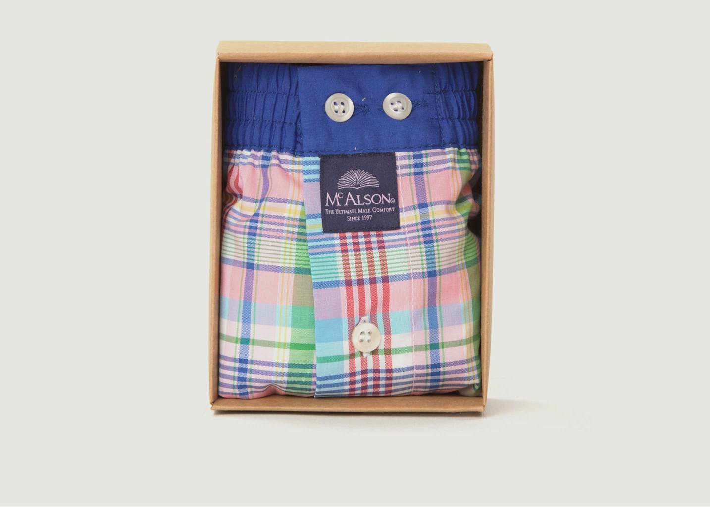 l'exception Caleçon En Coton A Carreaux Madras Multicolore Mc Alson