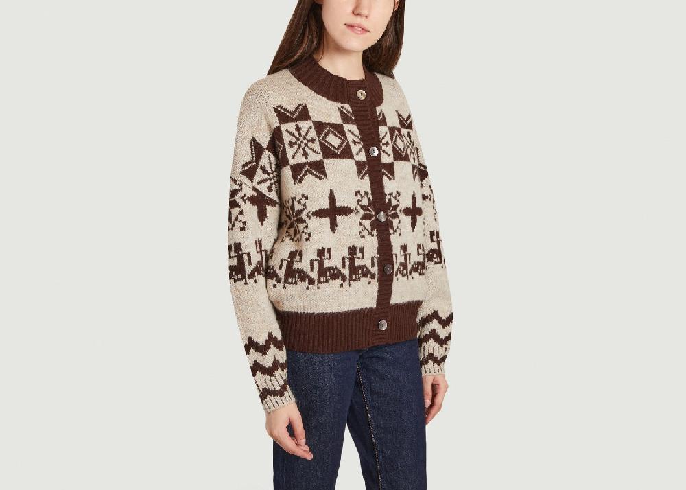 L'exception Cardigan Jacquard Nurva Beige Leon & Harper