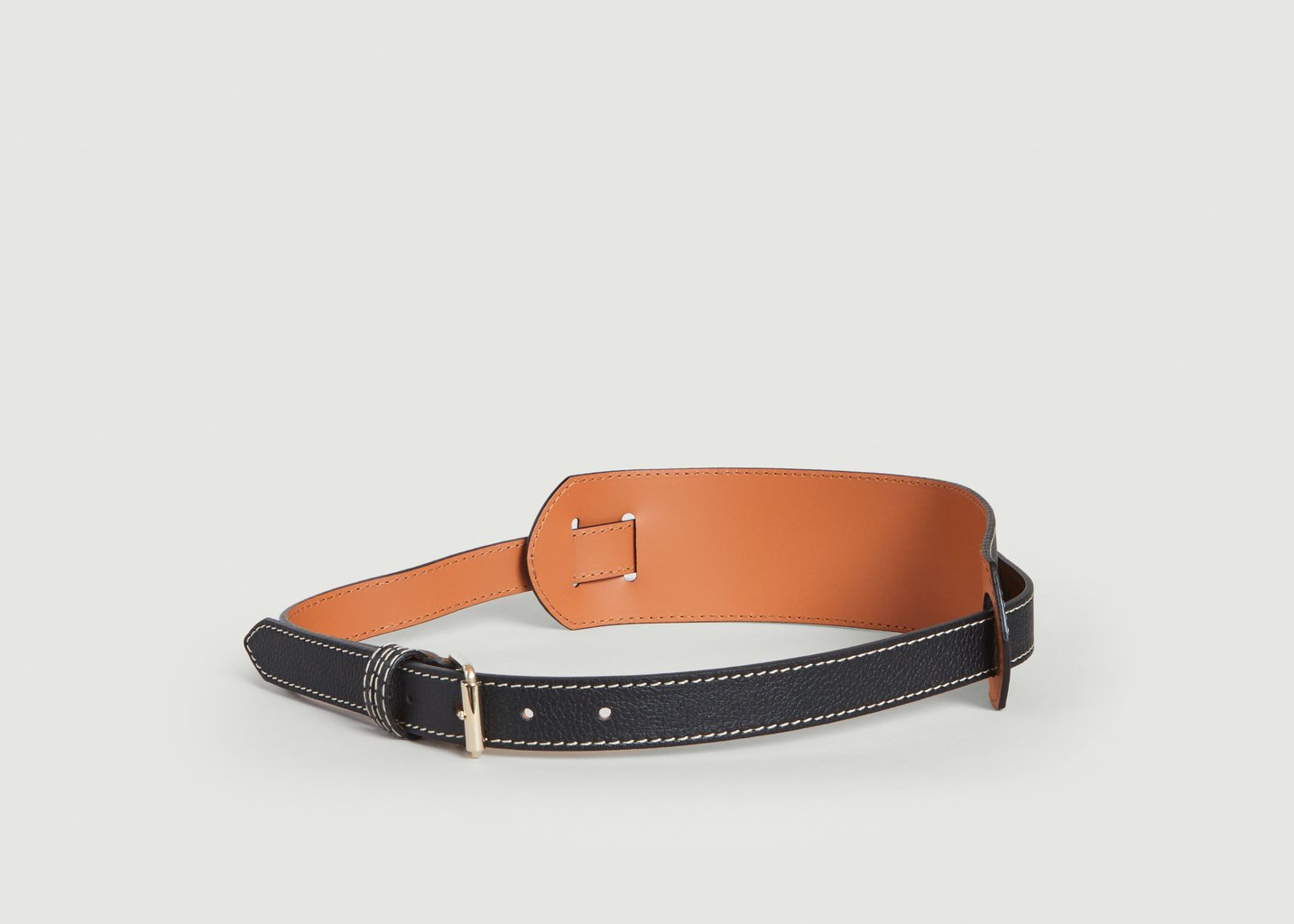 L'exception Ceinture Corset En Cuir Grainé De Vachette Noir Maison Boinet