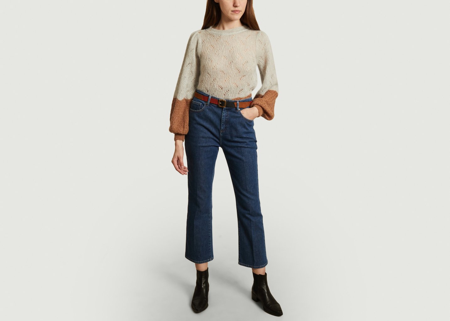 L'exception Ceinture Cuir Nubuck Et Nappa 25 Mm Multicolore Maison Boinet