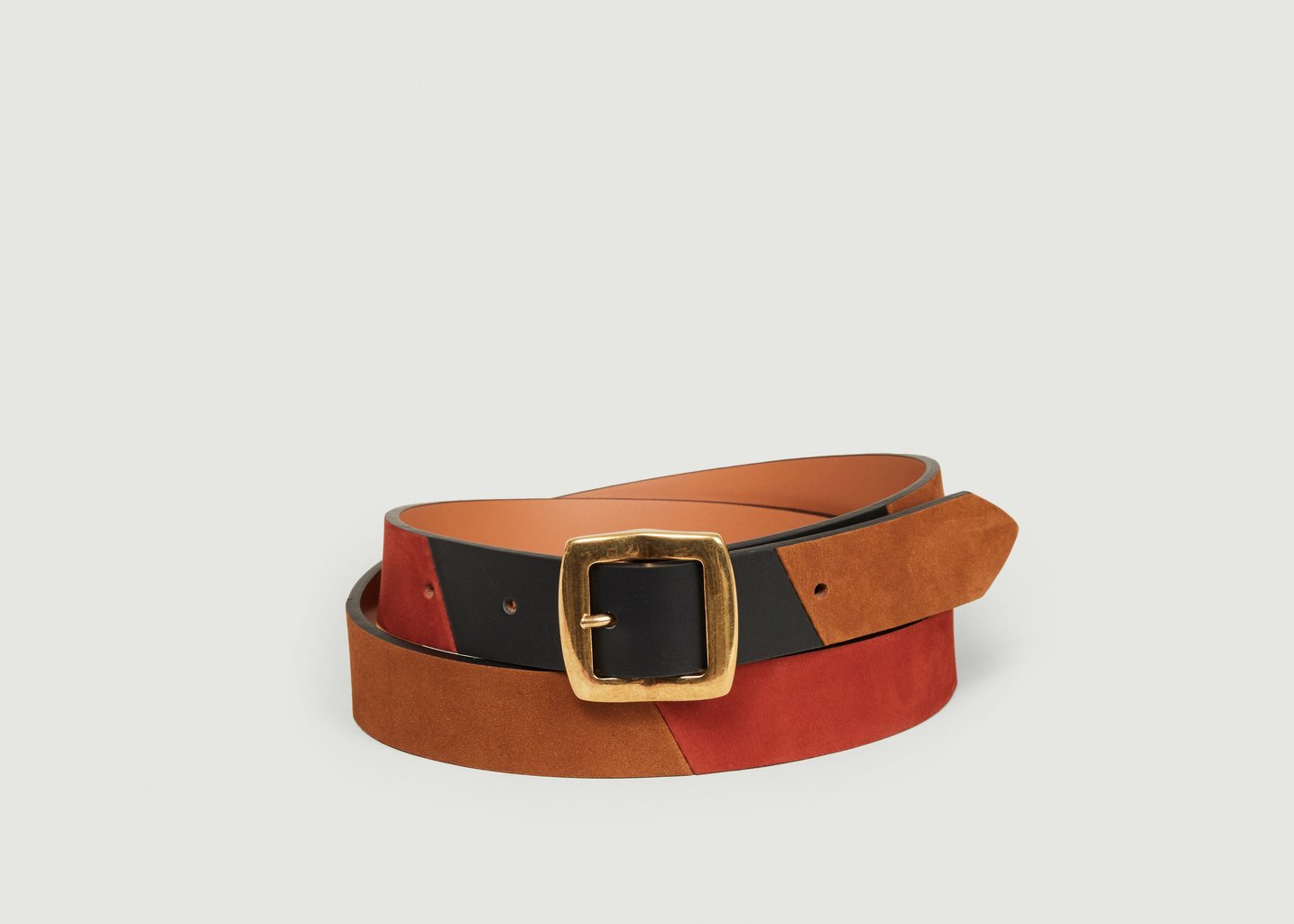 l'exception Ceinture Cuir nubuck et nappa 25 mm Multicolore Maison Boinet