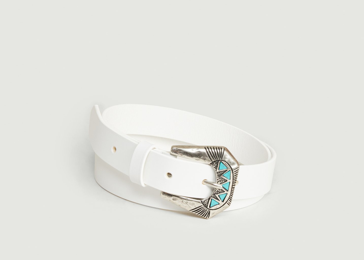 l'exception Ceinture en cuir avec boucle fantaisie Blanc Maison Boinet