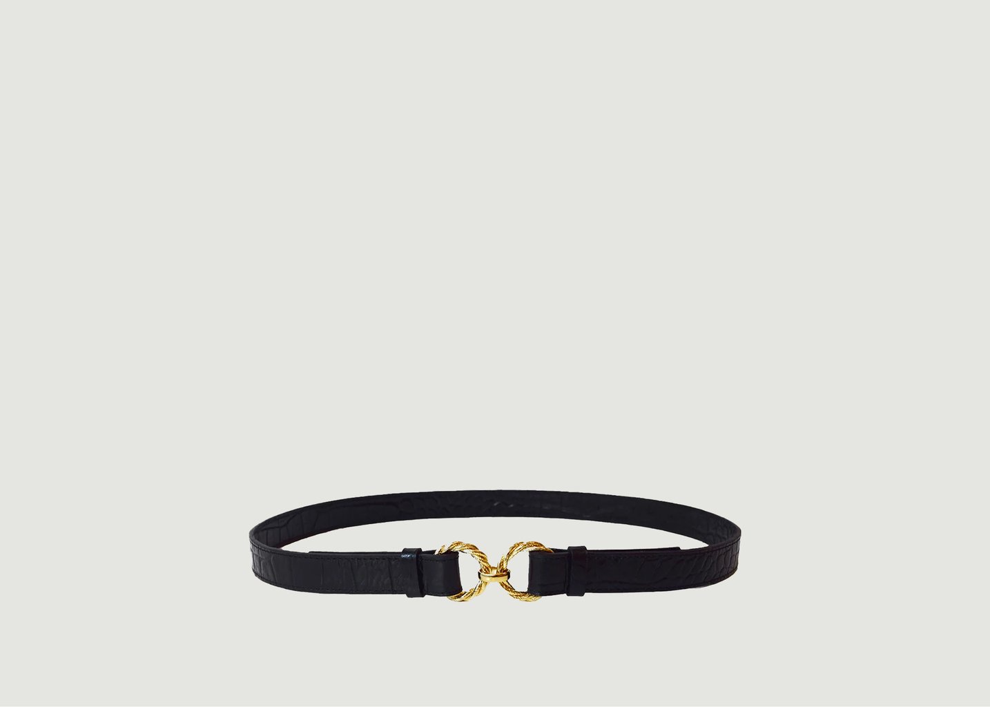 l'exception Ceinture en cuir croco Aimée Noir Fauvette