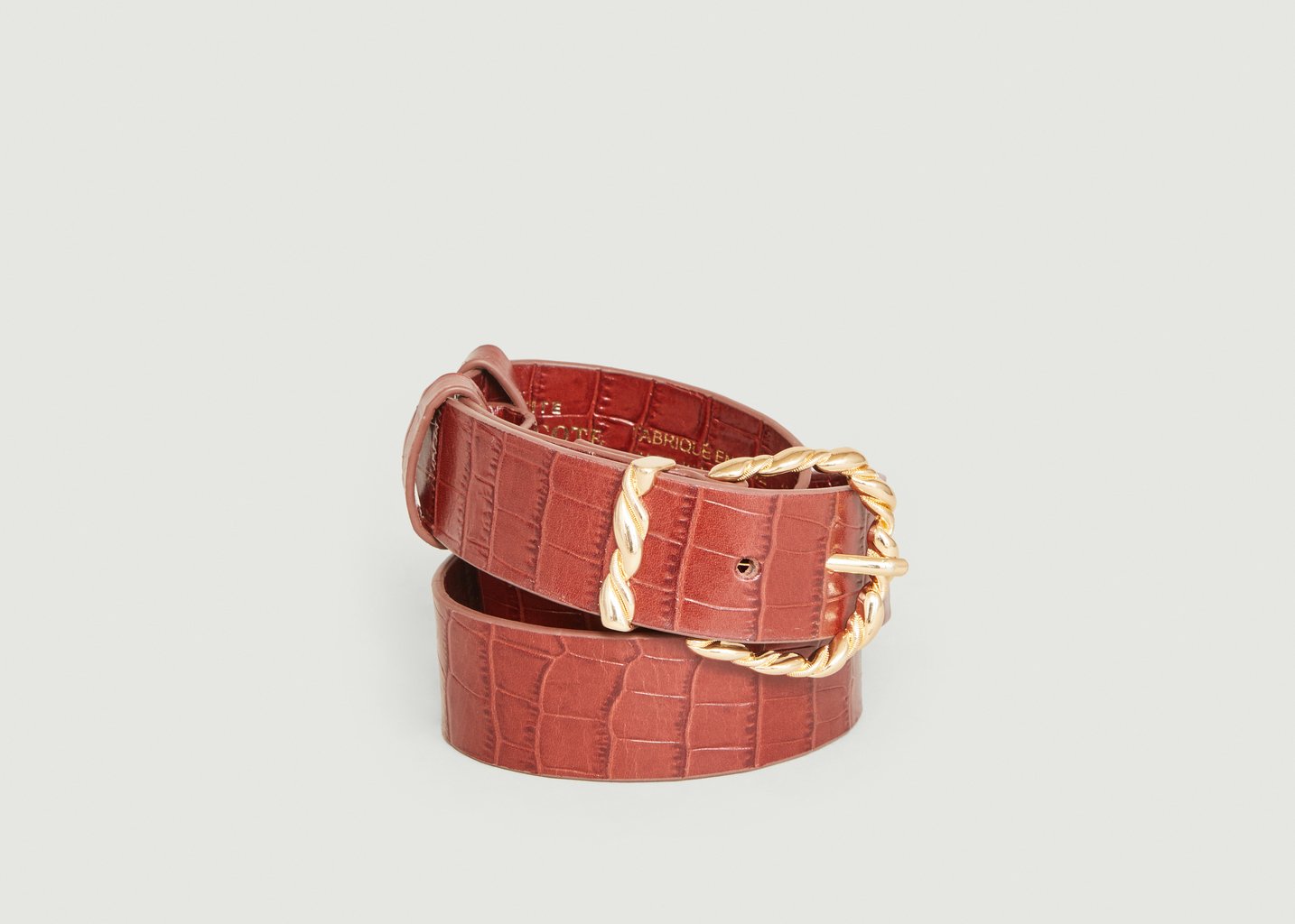 l'exception Ceinture en cuir façon croco Cora Cognac Petite Mendigote Paris