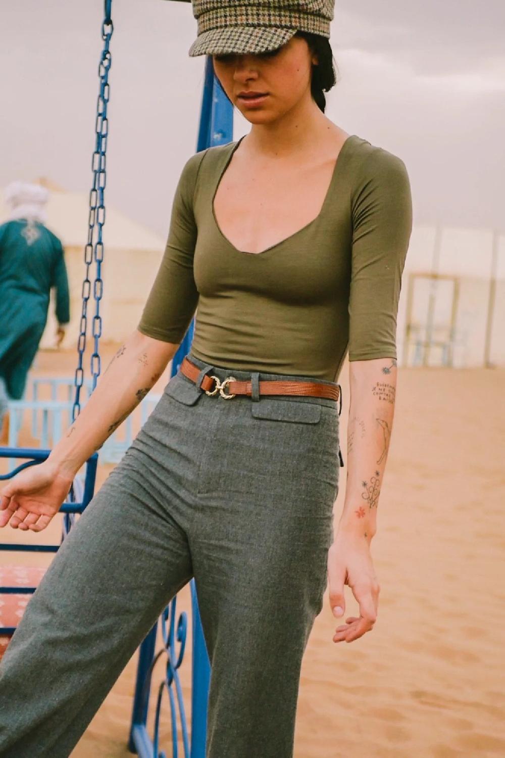 L'exception Ceinture En Cuir Lézard Aimée Camel Fauvette