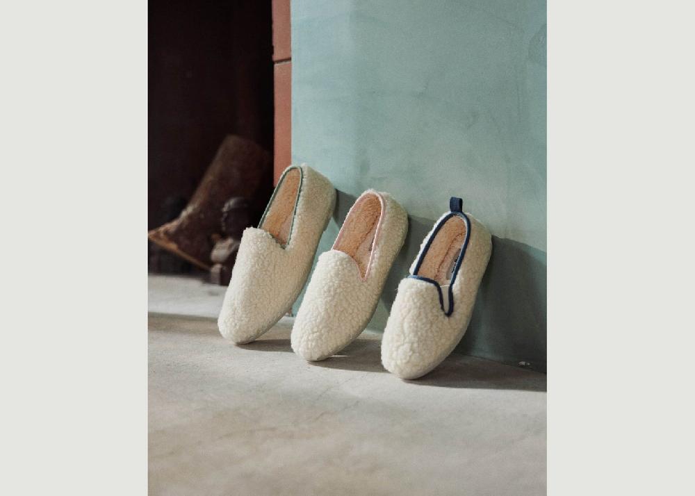 L'exception Chausson Femme Bouclette De Laine Blanc Angarde