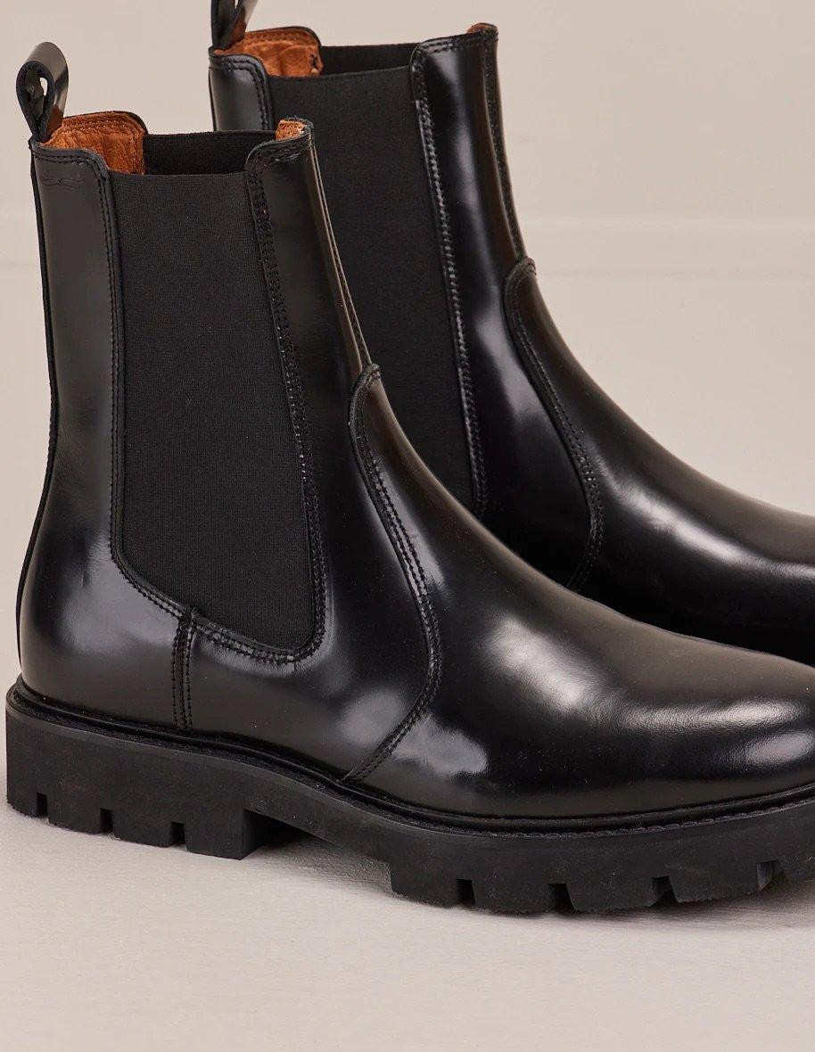 L'exception Chelsea Boots En Cuir Box Raoul Noir Odaje Ex M.Moustache