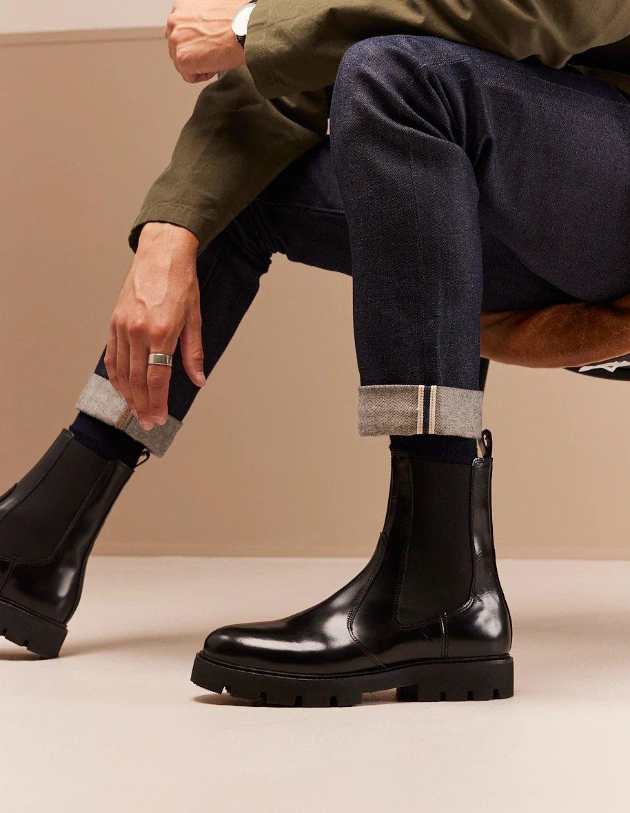 L'exception Chelsea Boots En Cuir Box Raoul Noir Odaje Ex M.Moustache