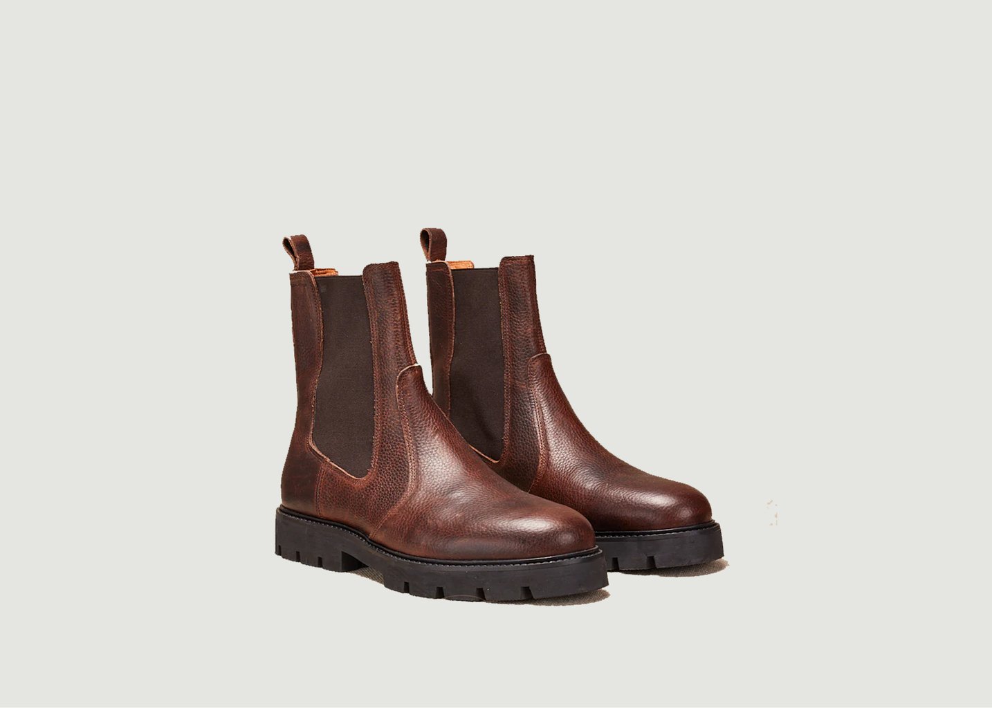 l'exception Chelsea boots en cuir pull up grainé Raoul Marron Odaje ex M.Moustache