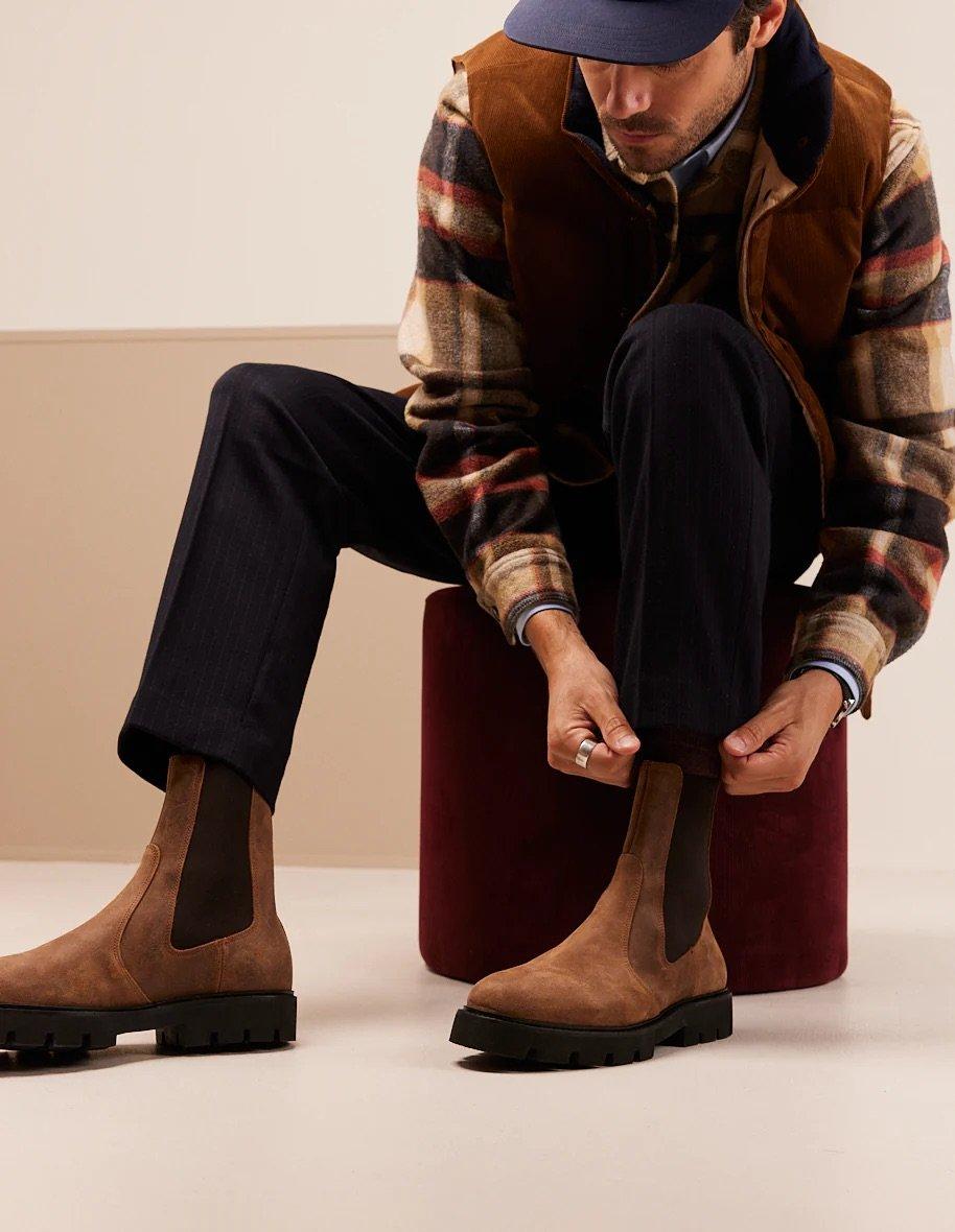 L'exception Chelsea Boots En Cuir Suédé Huilé Raoul Marron Odaje Ex M.Moustache