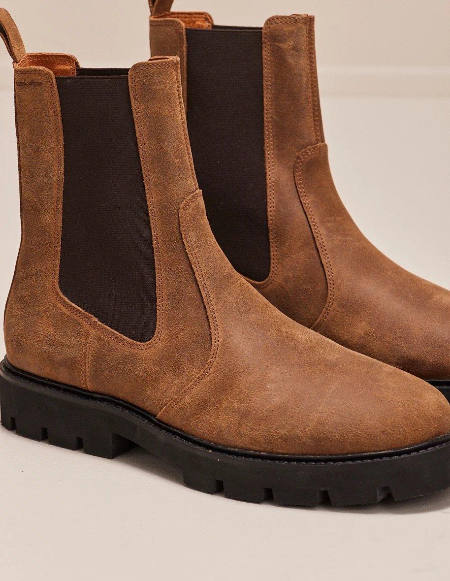 L'exception Chelsea Boots En Cuir Suédé Huilé Raoul Marron Odaje Ex M.Moustache