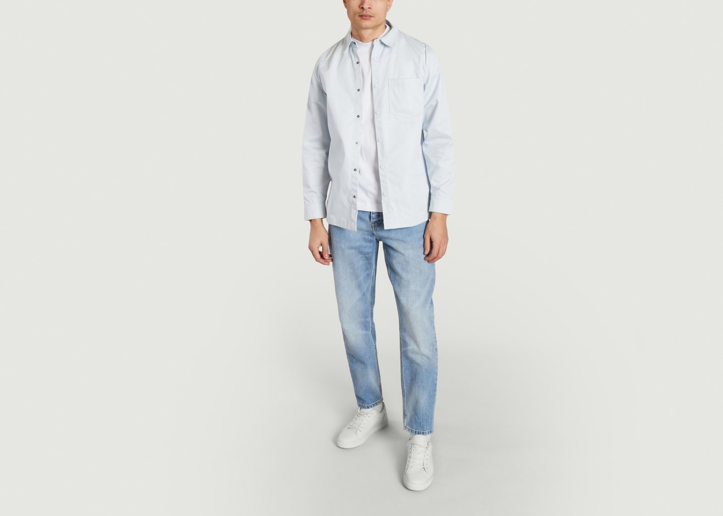 L'exception Chemise à Boutons Bleu Clair M.C. Overalls