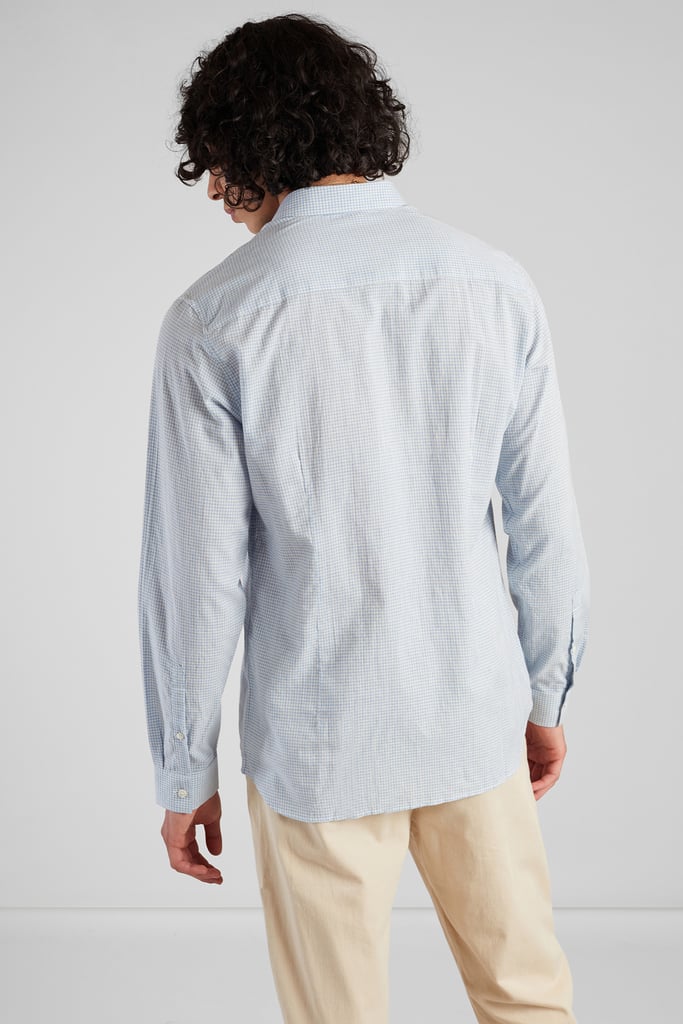 L'exception Chemise à Carreaux En Coton Biologique Japonais Bleu Clair L'Exception Paris