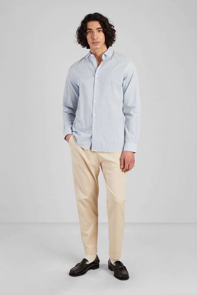 L'exception Chemise à Carreaux En Coton Biologique Japonais Bleu Clair L'Exception Paris