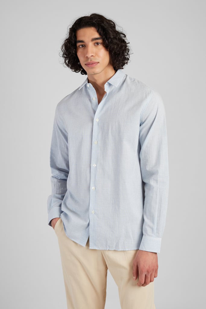l'exception Chemise à carreaux en coton biologique japonais Bleu Clair L'Exception Paris