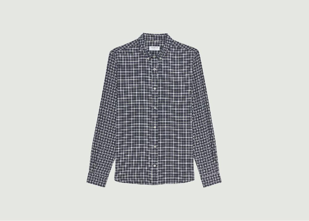 l'exception Chemise à Carreaux Flanelle Italienne Bleu Marine L'Exception Paris