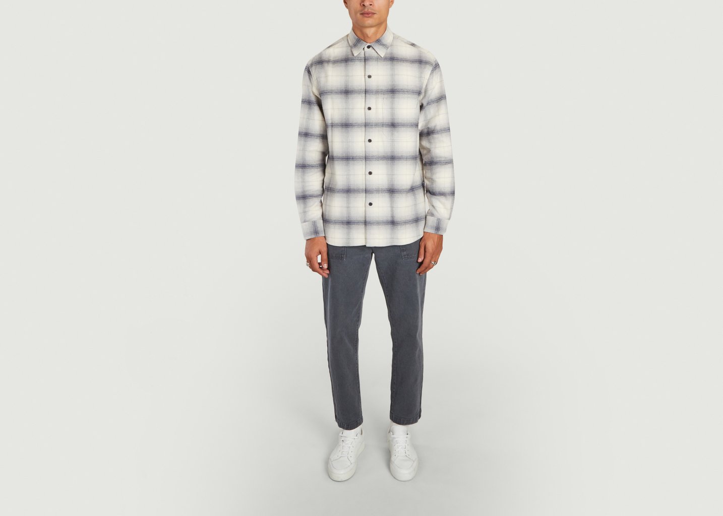 L'exception Chemise à Carreaux Leyton Blanc Wax London