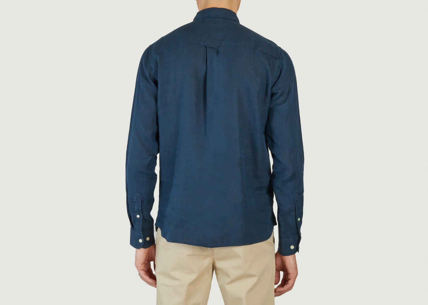 L'exception Chemise À Col Montant Bleu Marine Knowledge Cotton Apparel
